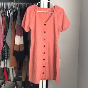Madewell Texture and Thread Coral Button-Down Mini Dress